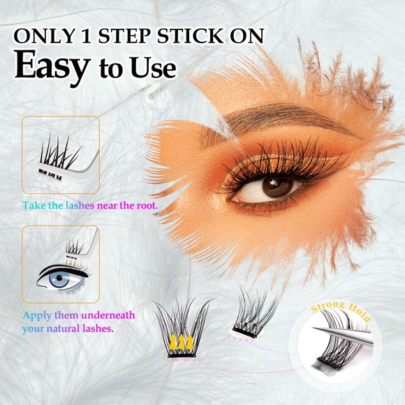 Self Adhesive Eyelashes No Glue Lash Clusters Natural look C Curl 1 Step DIY - Picture 5 of 8